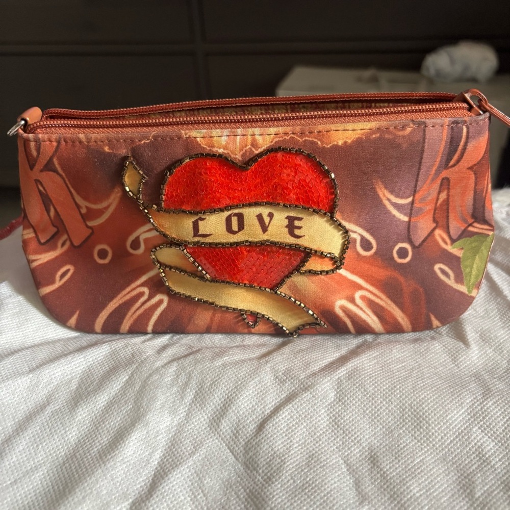 Isabella Fiore Red and Brown Clutch